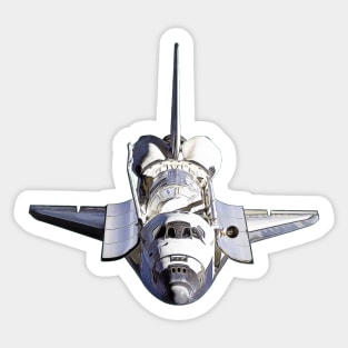 Space Shuttle Open Cartoon Black Sticker